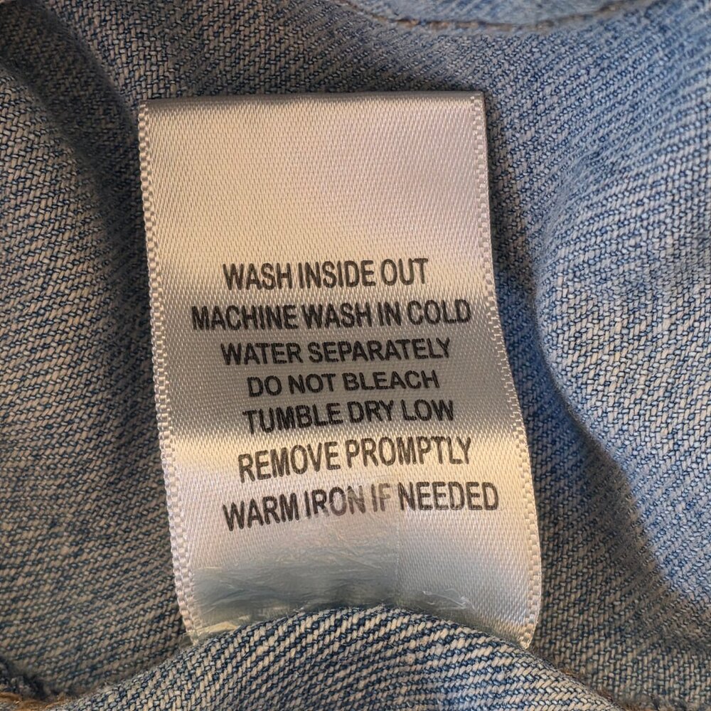 Highway Jeans Button-Up Distressed Denim Jacket Grunge Blue Wash Y2K SZ L - Picture 12 of 12